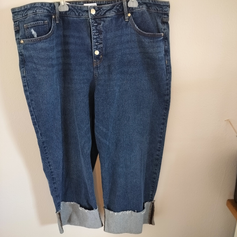 Ava & Viv High Rise Cuffed Straight Jean Sz 24 Casual Chic Vintage 90's - Picture 1 of 12